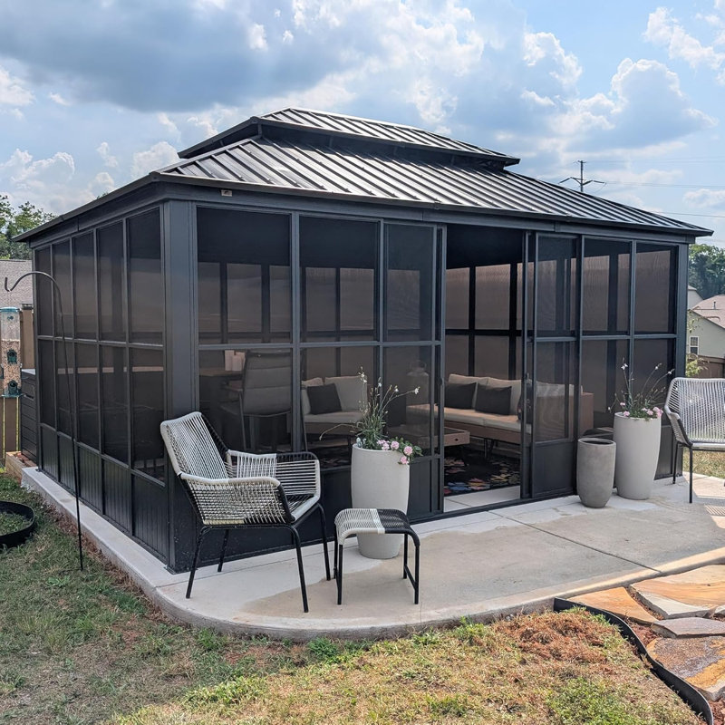 Solarium pour pavillon de jardin à toit rigide l 12 pi x P 14 po Mauve