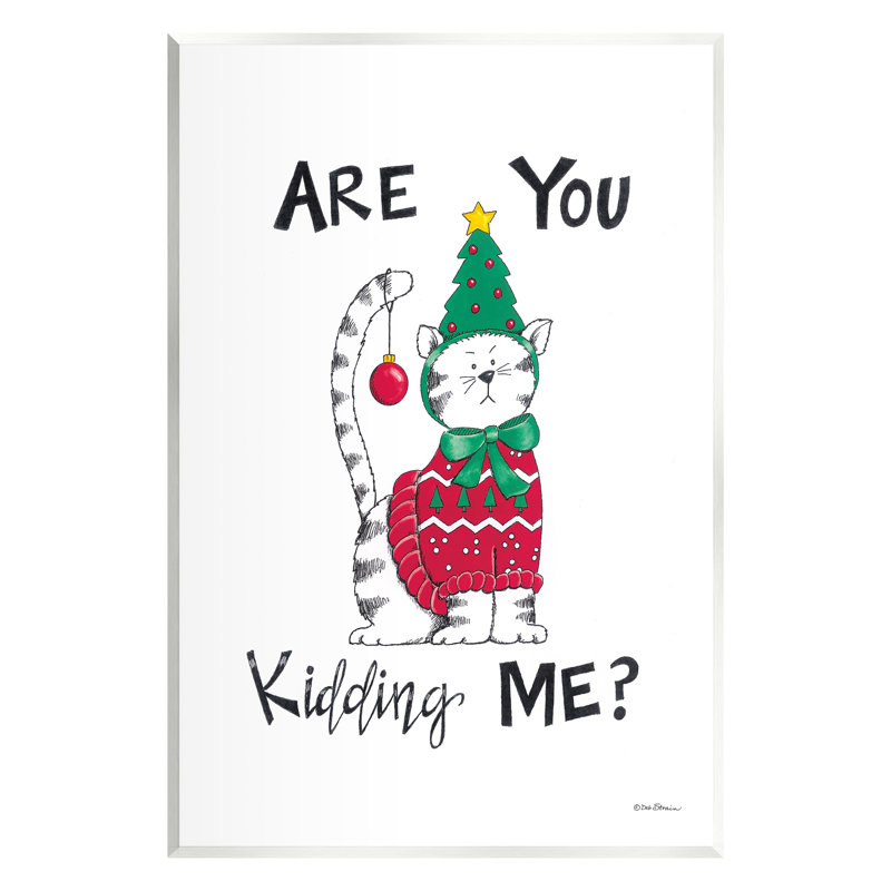 Chat en costume de Noël sur bois par Deb Strain, H 15 po x l 10 po x P 0,5 po