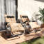 Outsunny Reclining Zero Gravity Chair Folding Metal Frame 2pcs Khaki