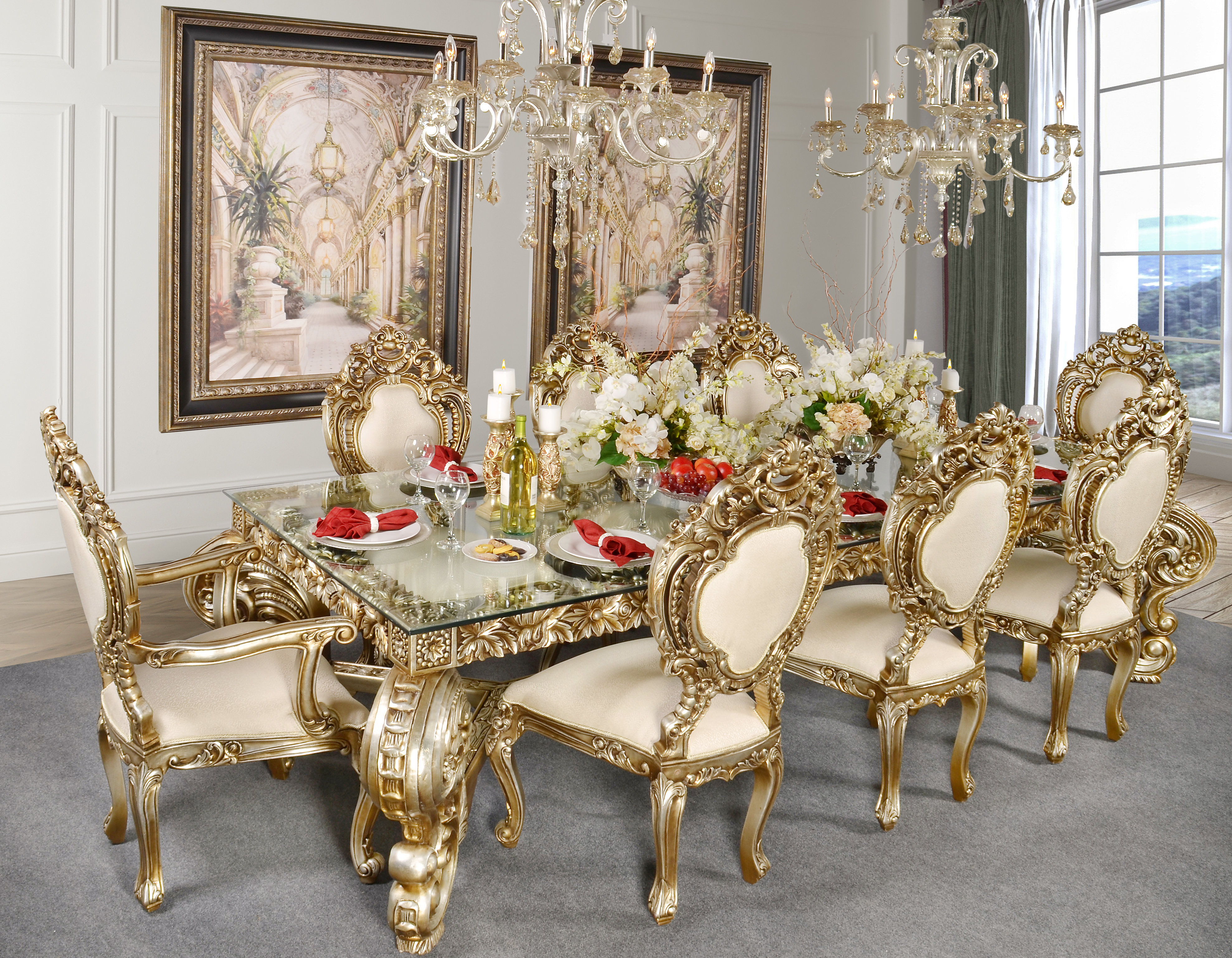 Rosdorf Park Platine Rococo Dining Table Set Of 9 (KIT) Wayfair Canada