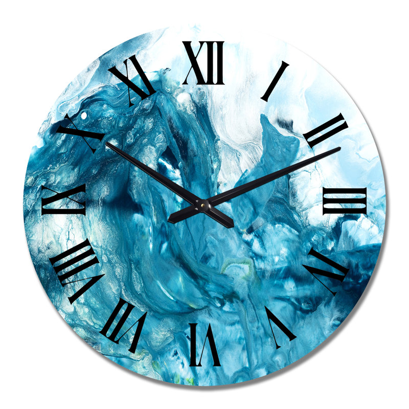 Turquoise liquide Art - horloge murale moderne, Moyen