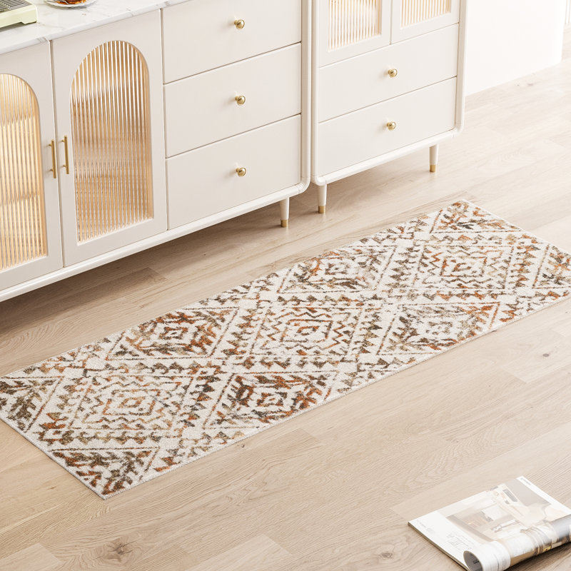 Losoya Geometric Southwestern Area Rug in Brown/Beige/Cream, Runner 2' x 6'