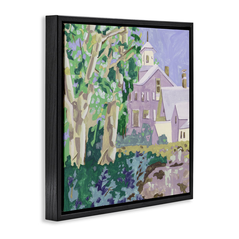 «Town Church Through Trees», art mural encadré par Melissa Wang, Noir, noir, noir, noir, H 18 po x l 18 po