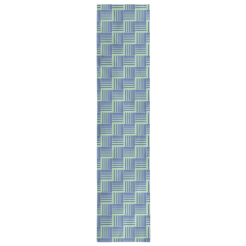 Fractured Stripes Table Runner, 16" x 72", Light Green/Blue