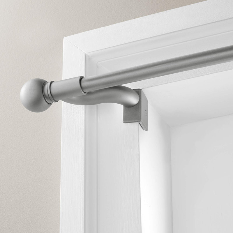 No Drill Adjustable Window Curtain Rod With Decorative Round Finials, Easy Install Telescoping Rod, 48 - 84 Inches, Brushed Nickel