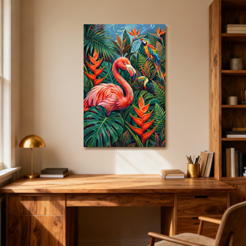 Animaux, toile de flamant tropical, H 16 po x l 24 po