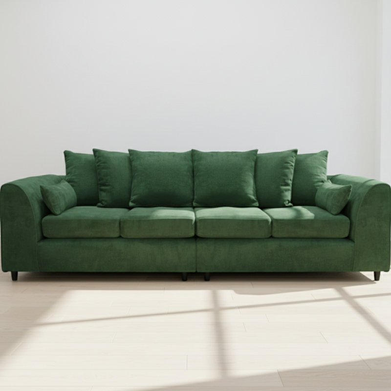 4 Seater Chenille Sofa, Green