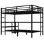 Bunk Bed With Desk And Shelves, Multiple Placement, With LED And USB-1351281911