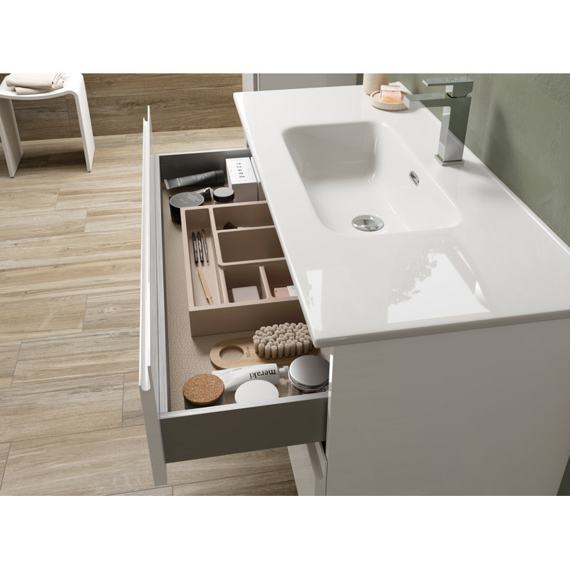 Ensemble de meuble-lavabo mural simple 23 po Jasso Pasadena, Blanc lustré