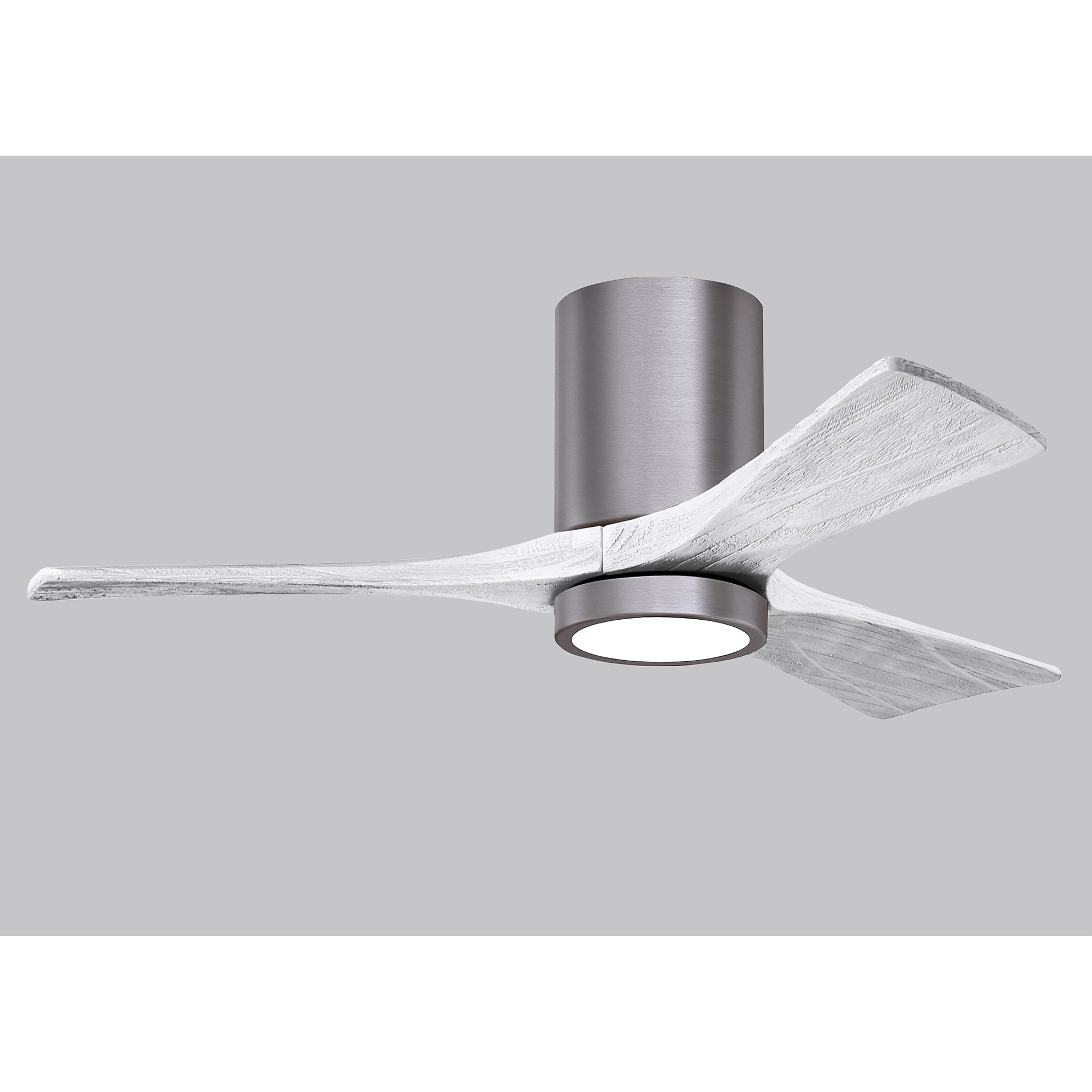 Olivier 3 Blade Ceiling Fan with LED Light Kit, Matte White, 42", Brushed Pewter