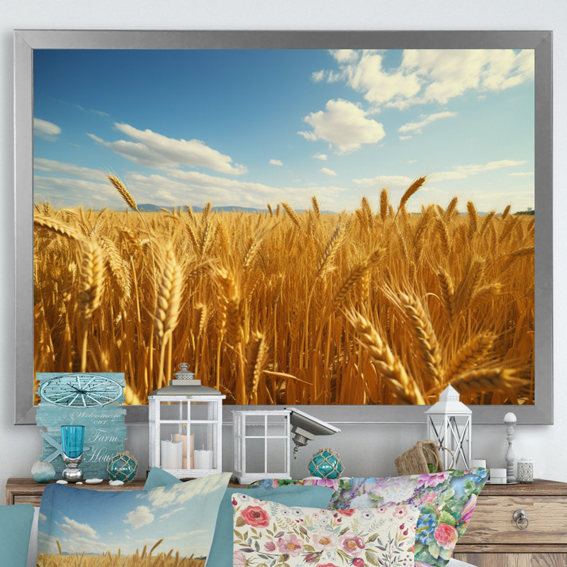 Champ français doré de Bretagne II - reproduction, H 30 po x l 40 po x P 1,5 po, Cadre simple argenté