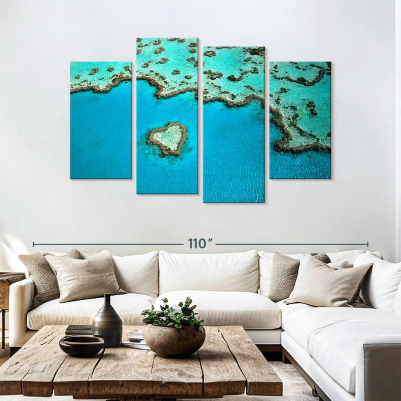 Australia Heart Shaped Reef, 54" H x 84" W