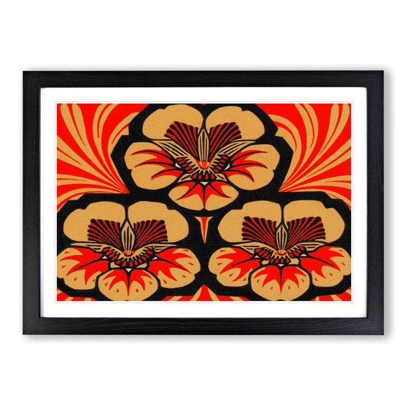 East Indian Cherry Flowers by Julie De Graag - Picture Frame Painting, 27cm H x 36cm W x 2cm D, Black Framed