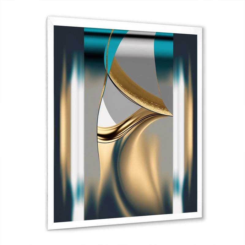 Pirouette en turquoise rétro, minimalisme sur toile, H 44 po x l 34 po x P 1,5 po, Cadre simple blanc