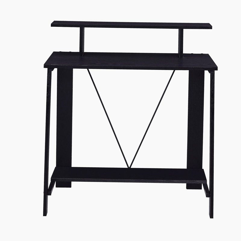 Bureau d'écriture noir avec tablette supérieure