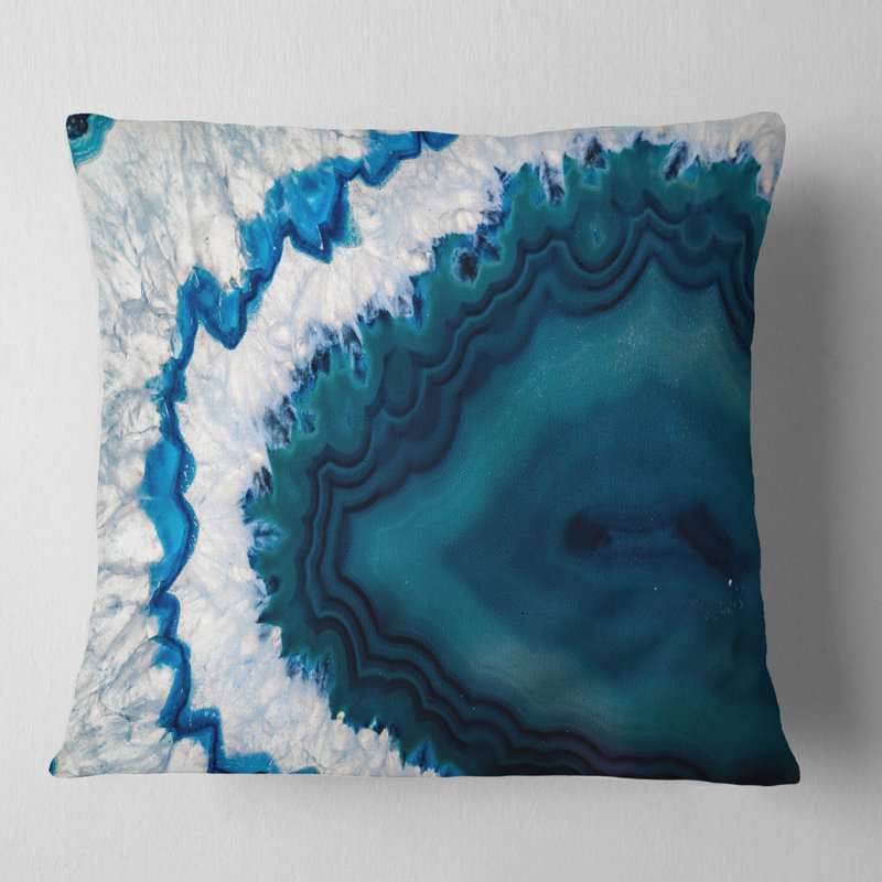 Géode brésilienne bleue - coussin imprimé abstrait, Coussin décoratif, 16 po x 1 po