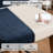 Mid-Century Modern Counter Stool, Fabric Upholstered Barstool with Wingback, Armless Counter Height Bar Stool With Wood Legs, Metal Footrest, For Kitchen Island Bar Counter, Navy, Single-124824999-119619505