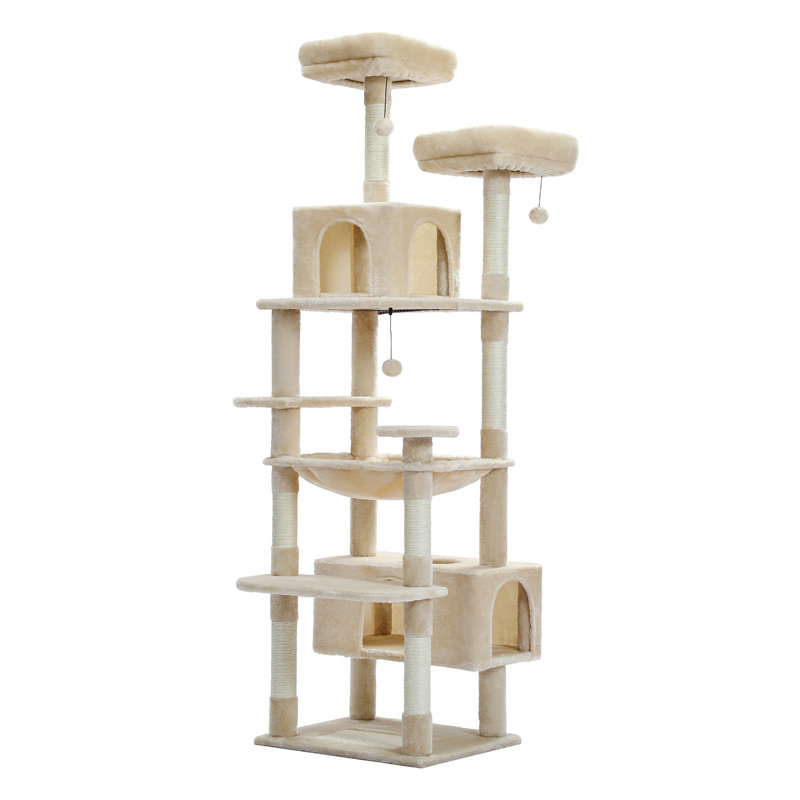 Arbre à chat en peluche 72 po, Beige