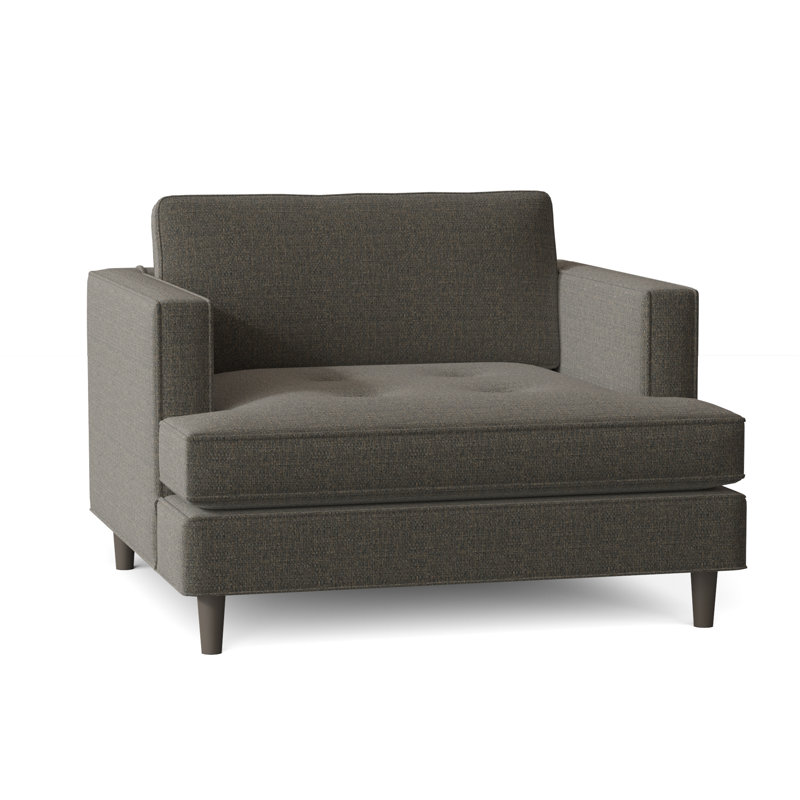 Chaise avec accoudoirs touffetée en polyester 41 po Burkouer, Vibe Smokey Chenille