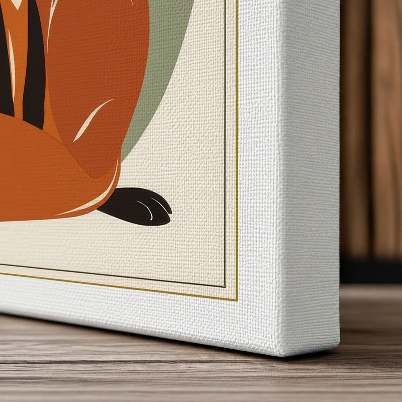 Fox in Profile Mid-Century - Wrapped Canvas, 18x12 - 45.7 x 30.5 cm, White Border
