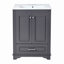 Ensemble de meuble-lavabo 24 po avec lavabo en céramique, armoire de rangement autoportante moderne avec poignées argentées, portes à fermeture douce-130575709