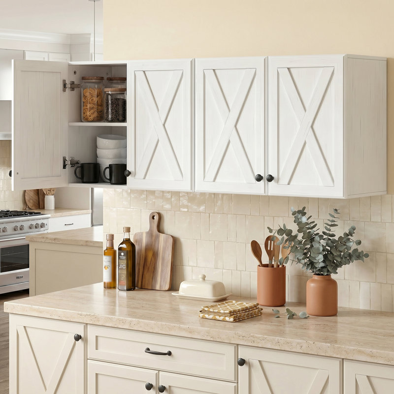 Armoire murale pour lessive 48 ", Rustic White