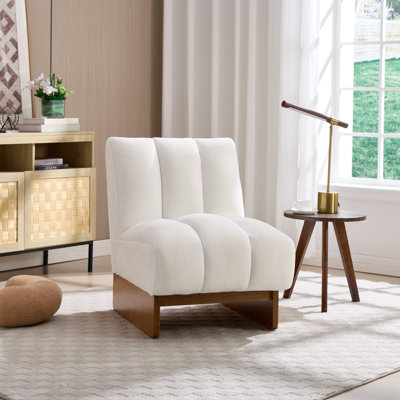 Fauteuil d'appoint moderne, méridienne rembourrée avec base en bois massif, fauteuil de lecture design pour le salon et la chambre à coucher