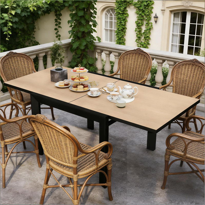 Table de salle à manger extensible, 29.5" H x 70.9" W x 35.4" D, Natural/Black