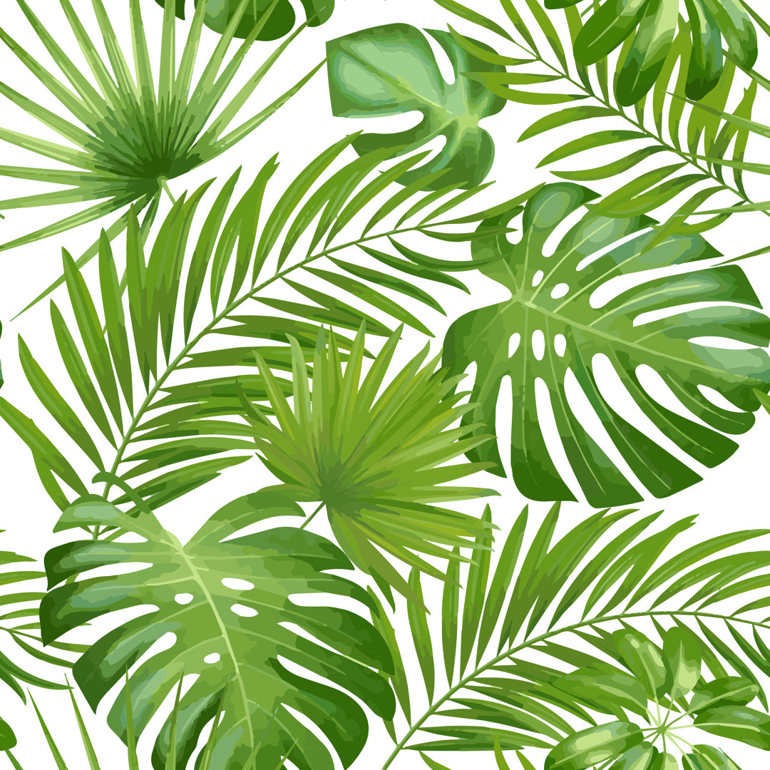 Exotische Blätter, Regenwald. Tropic Leaf Pattern von Leezardus - Kunstdrucke auf Leinwand