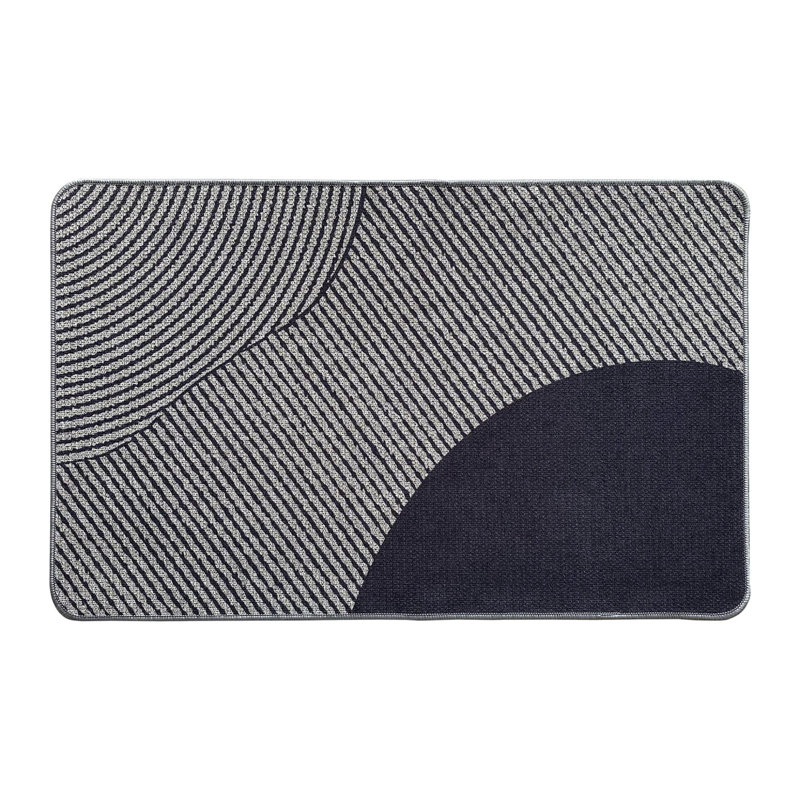 Geometric Kitchen Mat, Gray, 32” H x 20” W