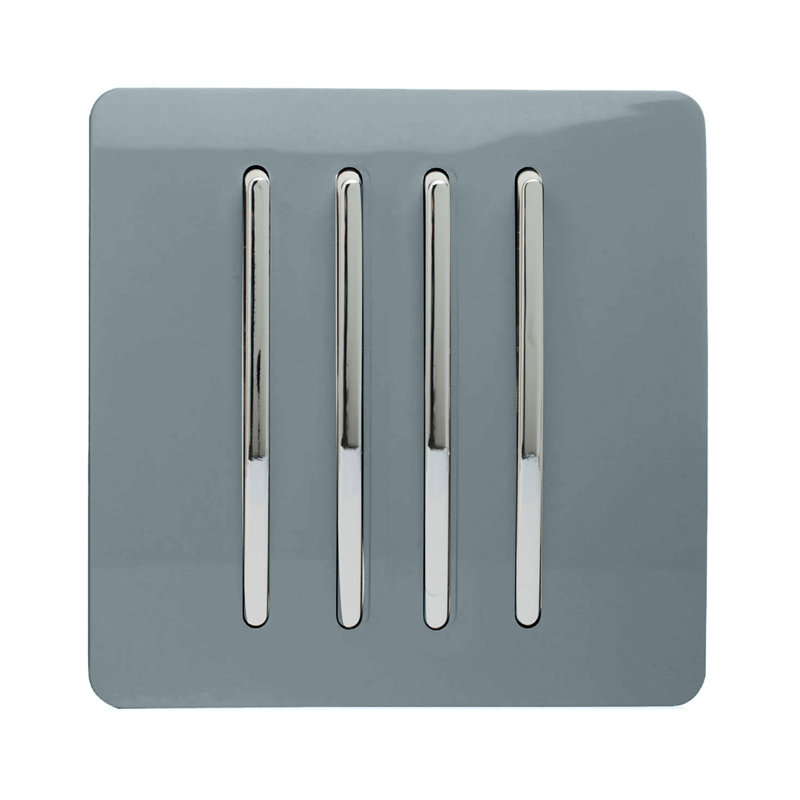 Trendi Switch 4 Gang 1 or 2 way Rocket Light Switch, Cool Grey