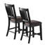 Chaise haute rembourrée en tissu noir foncé de 2 personnes, noire, capacité de poids maximale de 250 lb, hauteur de siège de 24 po, 2 chaises à dossier en lattes, Limitation, salle à manger artistique