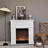 Beige Manufactured Wood Electric Fireplace-1300459982