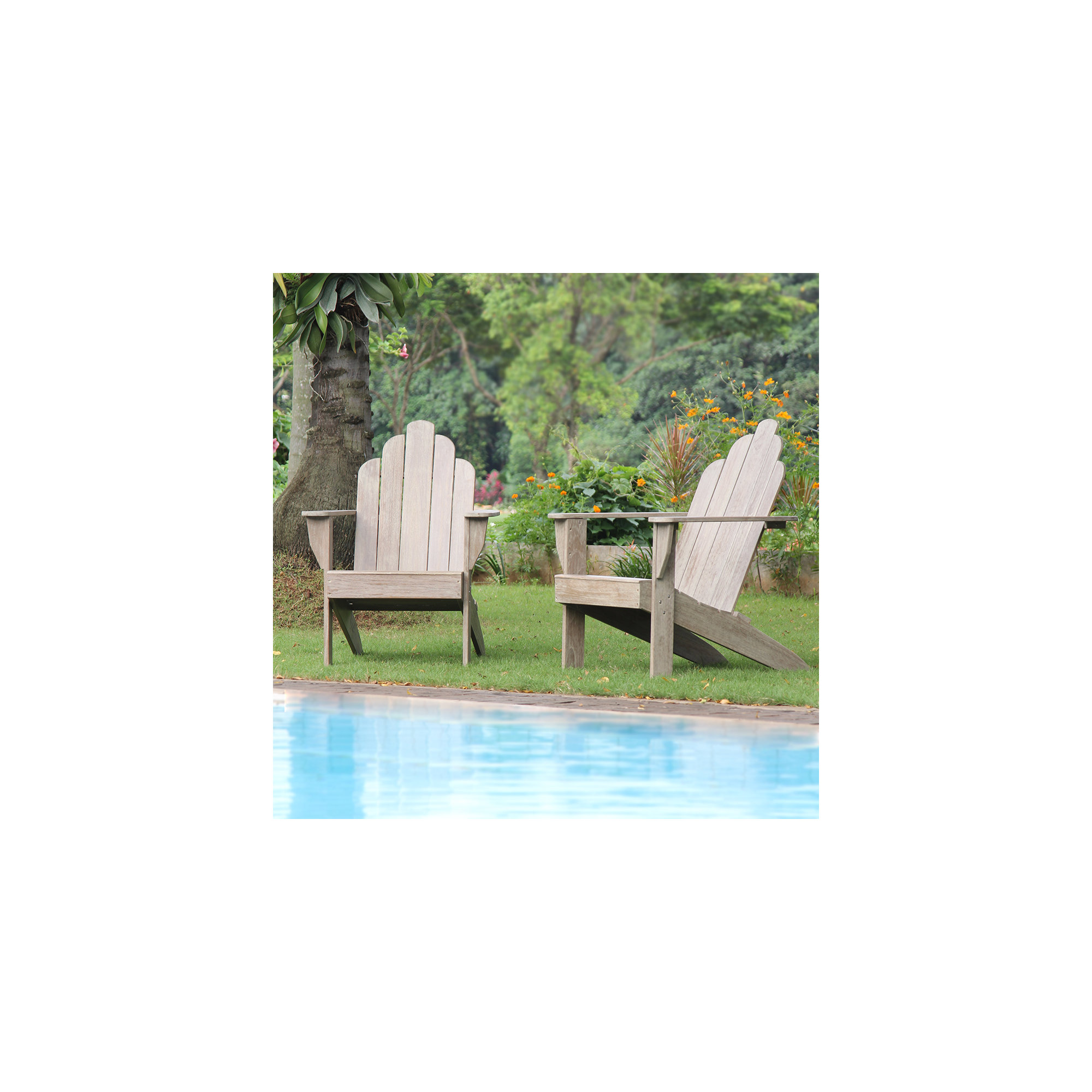 Sanchaya Teak Outdoor Adirondack Chair, Weathered Gray