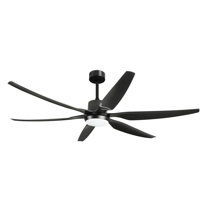 Ventilateurs de plafond en bois 66 "avec lumières, télécommande, intérieur / extérieur, Noir avec pales noires