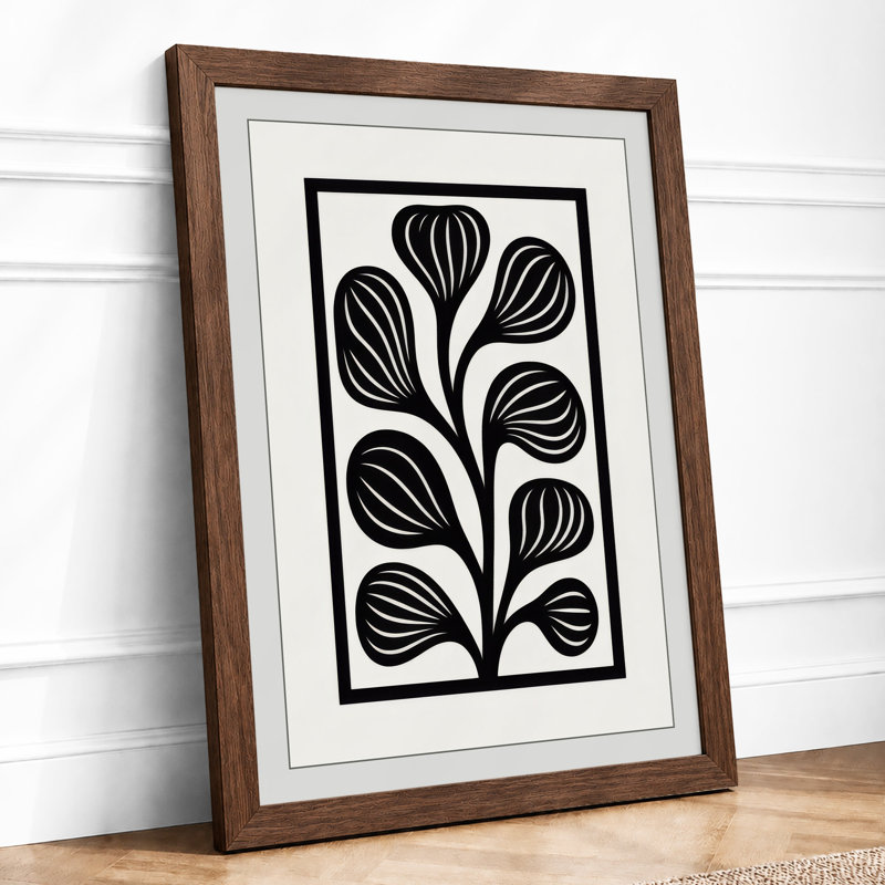 Striped Botanica Botanical - Framed Print, A2 - 59.4 x 42.0 cm, Walnut