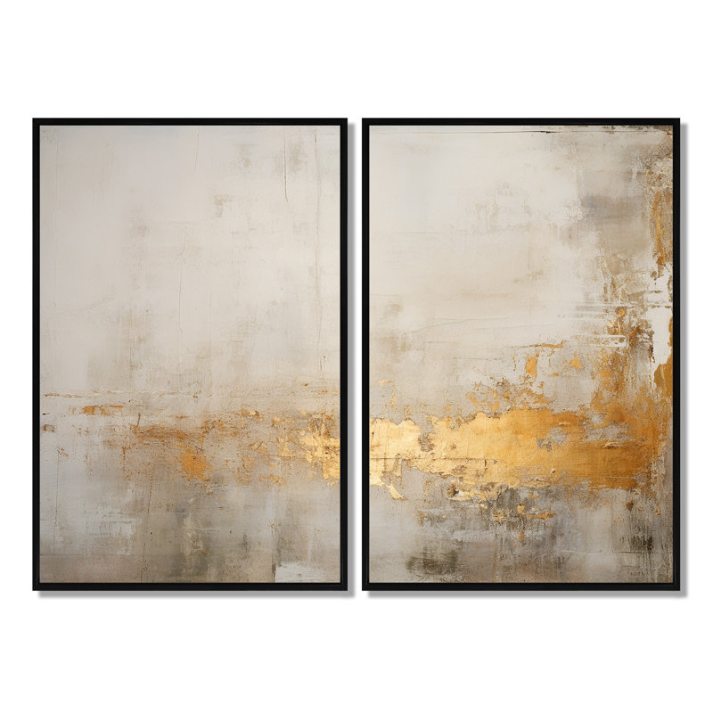 Or sensibilité subtile minimalisme II - art mural moderne, 36" H x 48" W, Impression encadrée flottante, Black