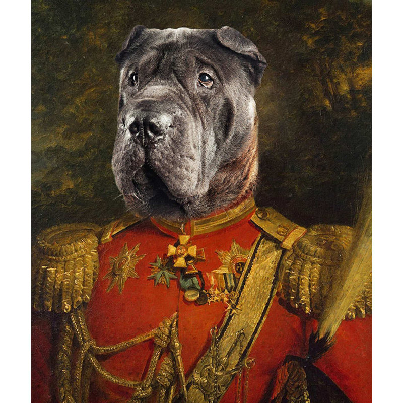 Sharpei Dog Period Dress Collection - Art Prints, 60cm H x 40cm W x 0.11cm D, Metal
