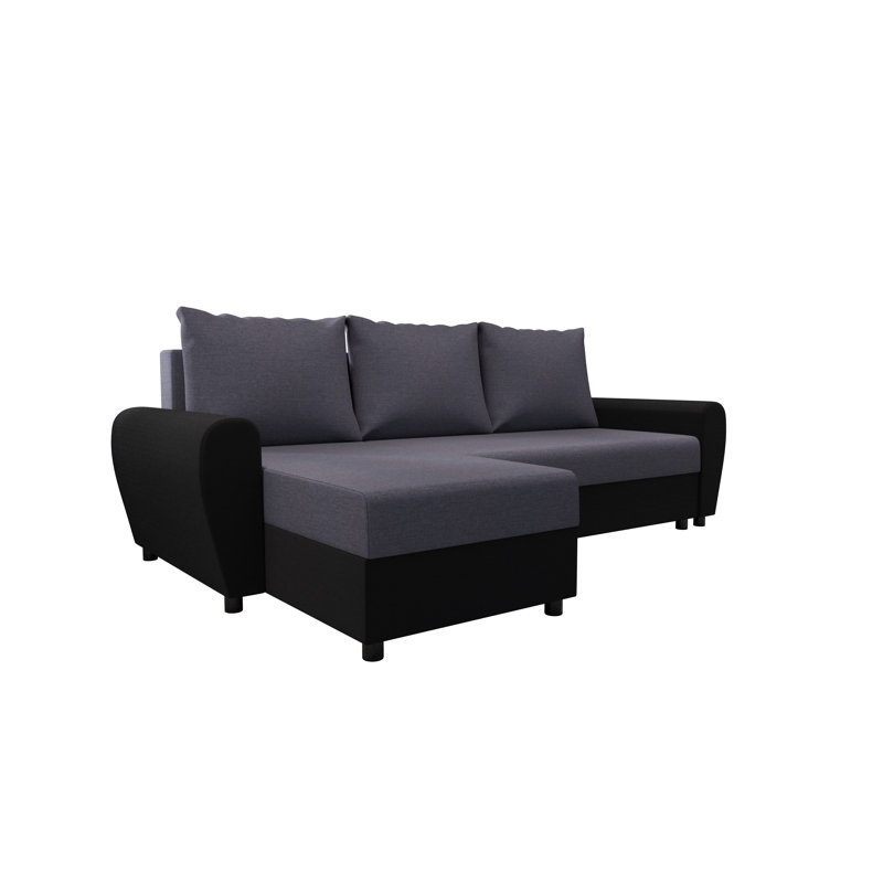 Shylee 3 Seater Corner Sofa , Left -sided, Dark gray/Black - Sawana96/Sawana14