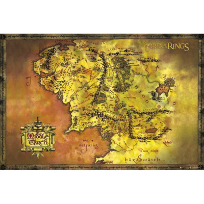  Officially Licensed Lord of the Rings - Map - Art Poster - 24 x 36 Inch - Decorative Print - Poster Paper - Ready to Frame