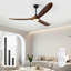 Ventilateur de plafond en bois massif à 3 pales avec lumière et télécommande-1813243596-1813243635