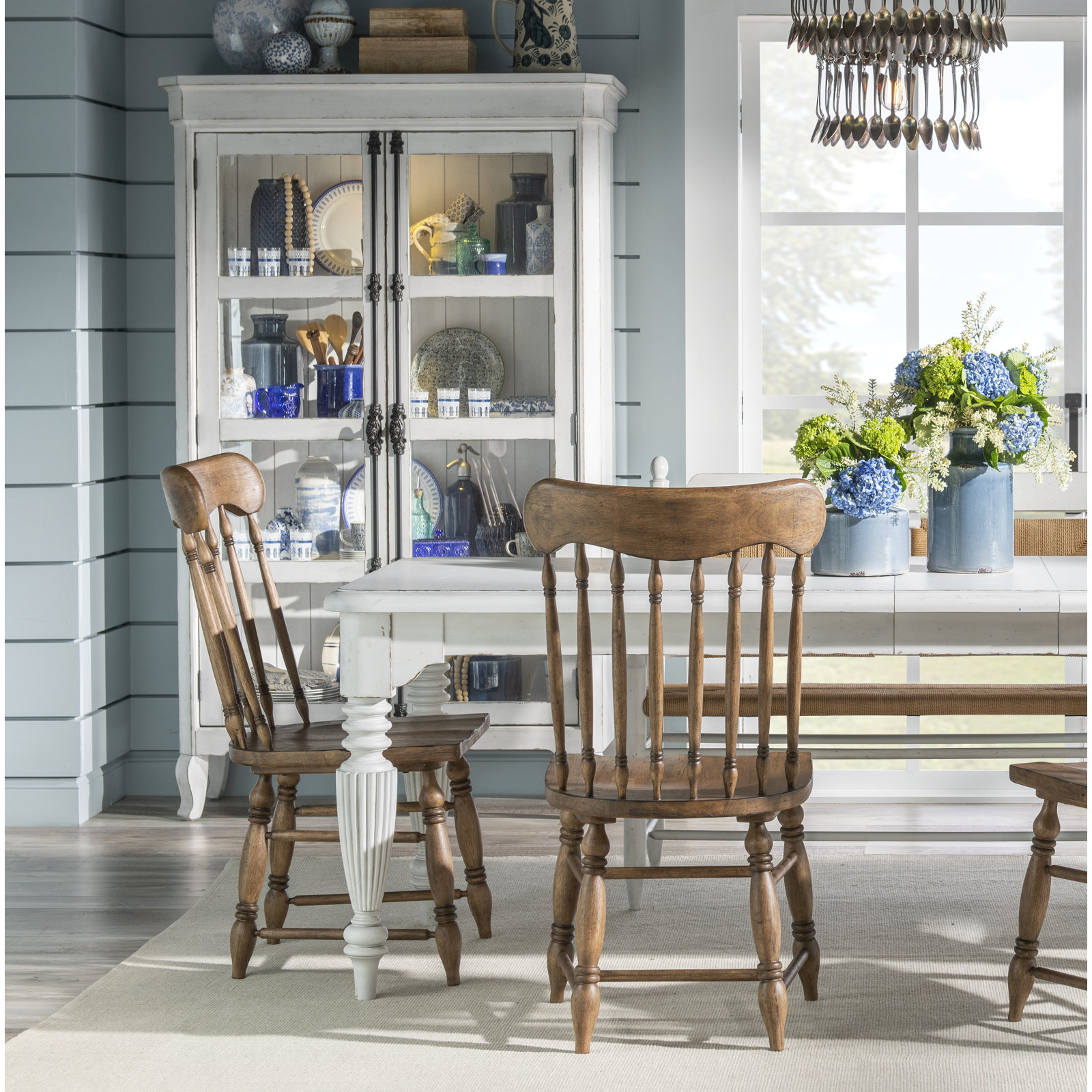 Country Living Oak Display Cabinet, White
