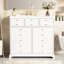 Ceramic Sink Bathroom Vanity 36'' - Solid Wood & Construction, 2 Drawers, , White, Copious Storage Cabinet With Basin Wood, , Drawers Plentiful Space