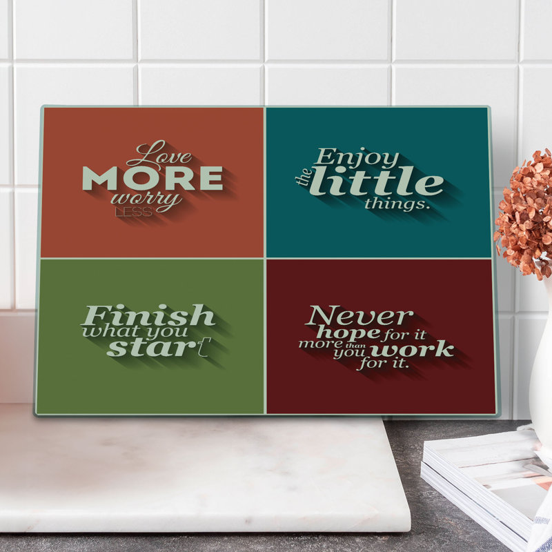 Ambesonne Saying Cutting Board Large Size Love More Worry Less Multicolor