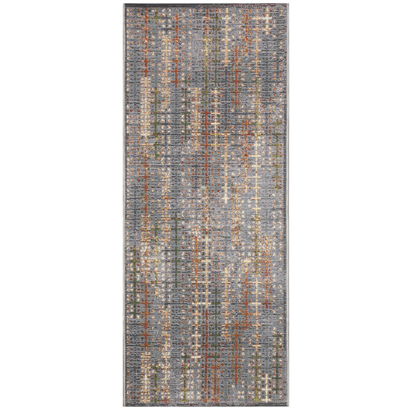 Abstract Kitchen Mat, Black, Runner 1'11" x 4'11"