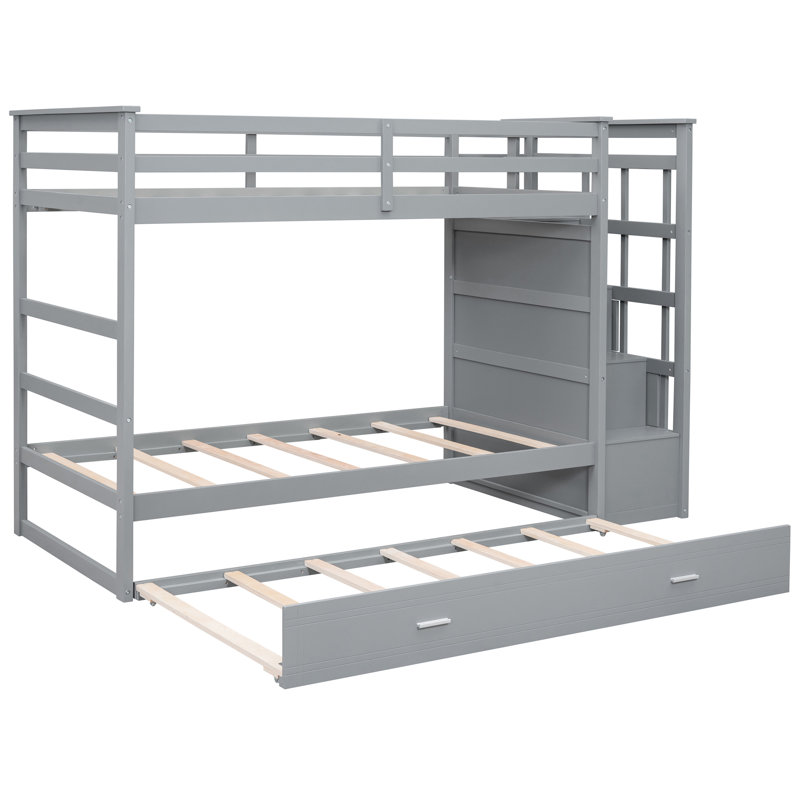 Lit simple superposé avec pieds en bois massif et lit gigogne gris - Luxury Luxury For A Serene, Gris