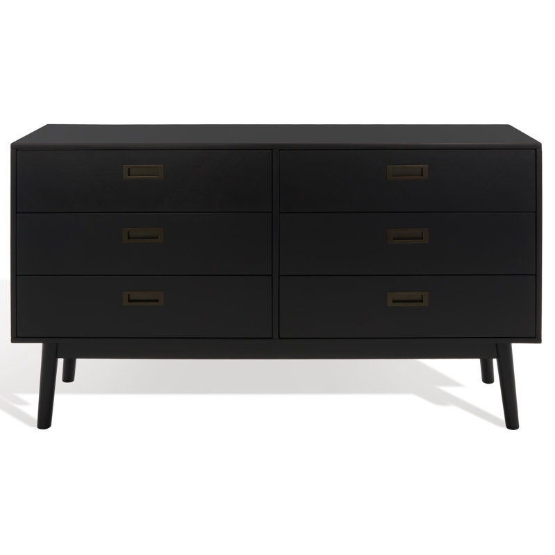 6 Drawer 56'' W Double Dresser, Black