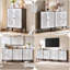 Armoire de rangement cannelée, noyer et blanc, 2 pièces-131497000