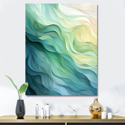 Gree And White Sway Wave Serenity I - Geometric Wall Art