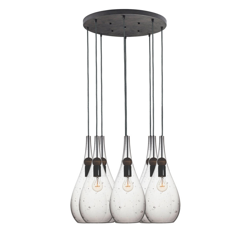 Earth 8 - Light Chandelier, Smoke Glass, Ship Rod, 72" H x 18" W x 18" D